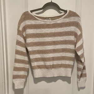 Abercrombie and Fitch 100% cotton Striped Beige and White Women's Sweater